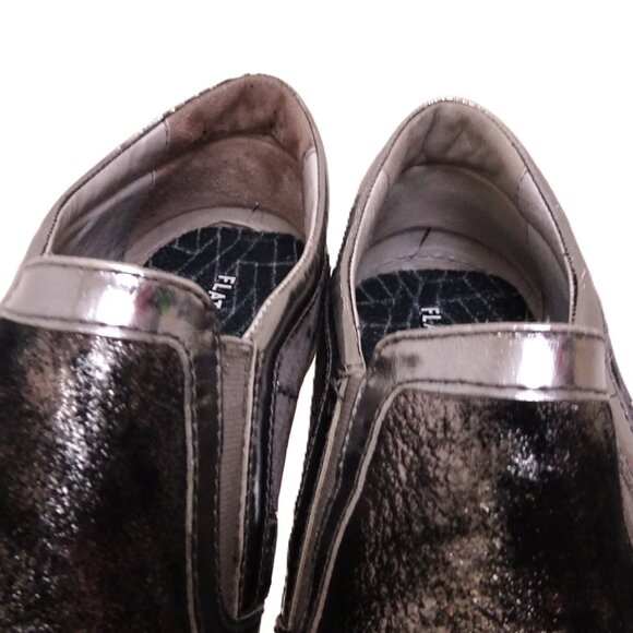NeroGiadini Slip on Sneakers 39 Black Silver Leather Italian Made in Italy Shoes - Picture 7 of 9